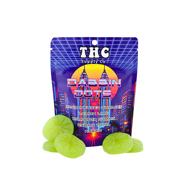 *THCSC Dabbin Dots Rosin Gummy 25mg D9 10pk / Hybrid / Gelato Lemon Lime